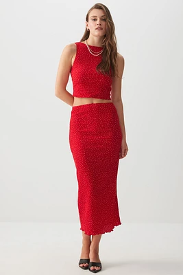 Ardene Lettuce Hem Rib Maxi Skirt in | Size | Polyester/Spandex