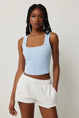 Ardene Basic Scoop Neck Tank in Light Blue | Size | Cotton/Elastane | Eco-Conscious