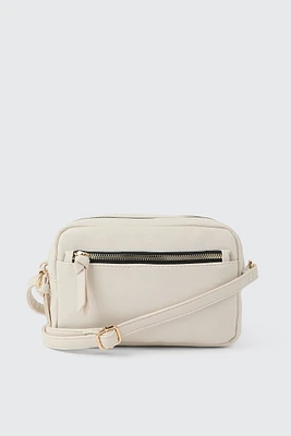 Ardene Faux Leather Crossbody Bag in Beige | 100% Recycled Polyester/Faux Leather | Eco-Conscious