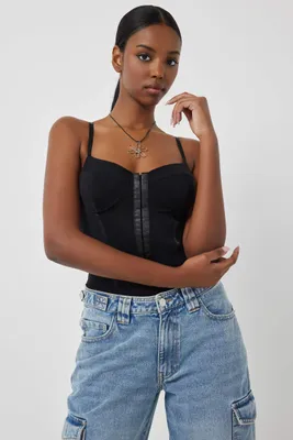 Ardene Black Corset Bodysuit | Size