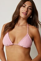 Ardene Seashell Textured Triangle Bikini Top in Light Pink | Size | Polyester/Spandex | Microfiber