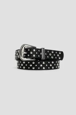 Ardene Studded Faux Leather Belt in Black | Size Small