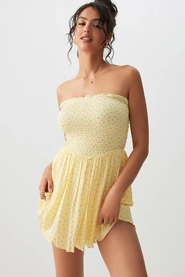 Ardene Flowy Romper with Removable Straps in Light Yellow | Size | Polyester/Rayon