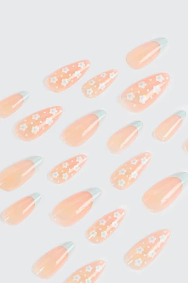 Ardene 20-Pack Floral Fake Nails in Light Blue