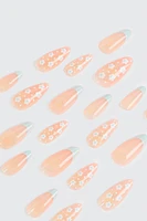 Ardene 20-Pack Floral Fake Nails in Light Blue