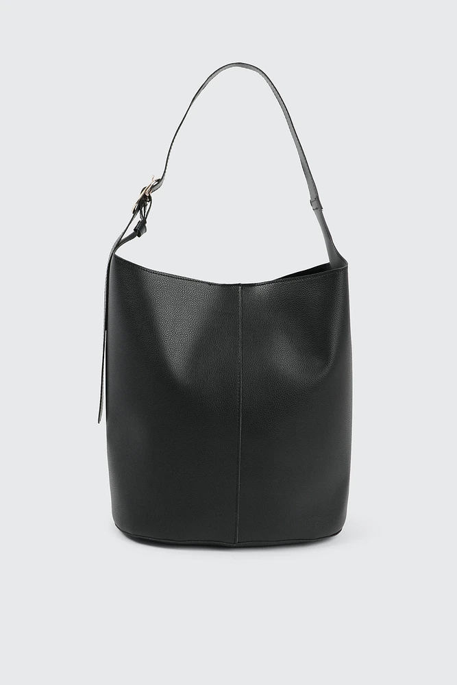 Ardene Black Bucket Bag | Faux Leather