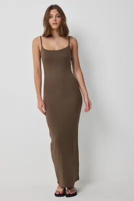 Ardene Super Soft Bodycon Maxi Tank Dress in Brown | Size | Polyester/Spandex
