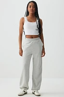 Ardene French Terry Wide Leg Sweatpants in Light Grey | Size | Polyester/Cotton