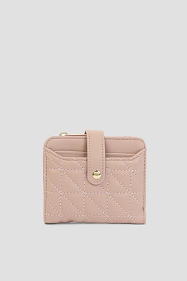 Ardene Quilted Faux Leather Cardholder in Blush | Faux Leather/Polyester