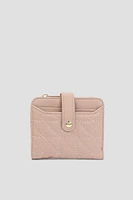 Ardene Quilted Faux Leather Cardholder in Blush | Faux Leather/Polyester