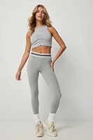 Ardene Butter Striped Waist Leggings in Light Grey | Size | Polyester/Nylon/Elastane