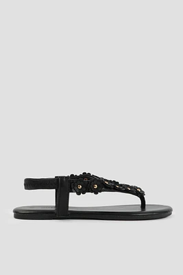 Ardene 3D Flower Sandals in | Size | Faux Leather