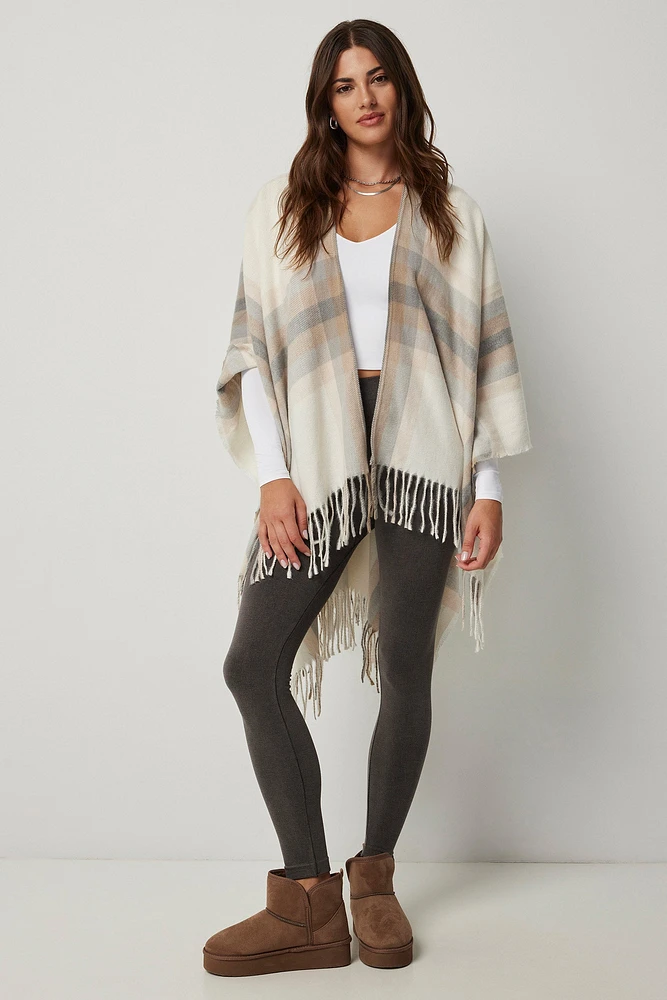 Ardene Plaid Shawl in Beige | Polyester