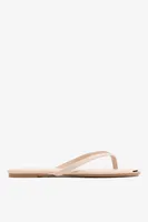 Ardene Accent Toe Flip-Flops Sandals in Beige | Size | Faux Leather