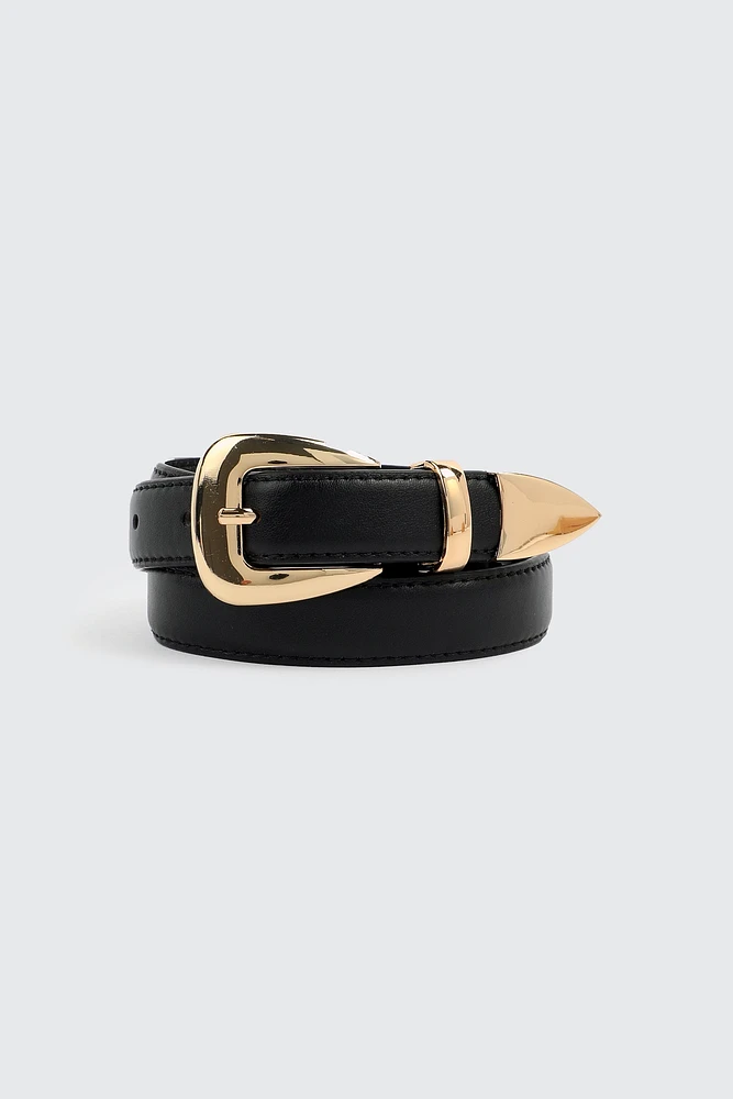 Ardene Western Inspired Belt in Black | Size | Faux Leather