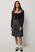 Ardene Plaid Midi Pleated Skirt in Dark Grey | Size | Polyester/Elastane