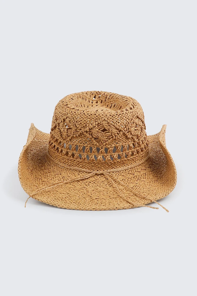 Ardene Straw Cowboy Hat in Beige