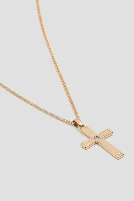 Ardene Chain Necklace with Cross Pendant in Gold