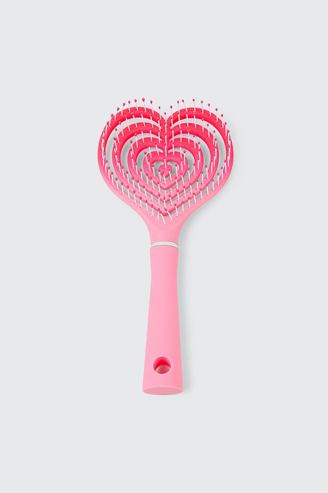 Ardene Kids Heart Openwork Hairbrush in Pink