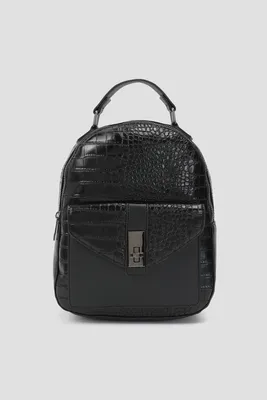 Ardene Small Backpack with Turn Lock Pocket in | Faux Leather/Polyester