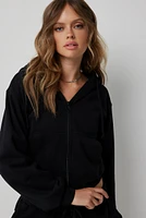 Ardene Solid Short ZIp-Up Hoodie in | Size | Polyester/Cotton | Fleece-Lined | Eco-Conscious