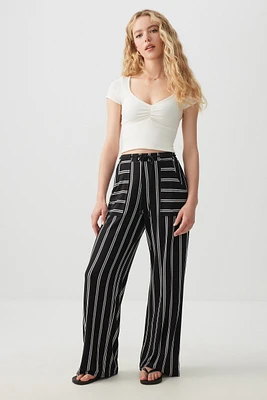 Ardene Striped Flowy Pants with Rope Belt in | Size | Polyester/Spandex