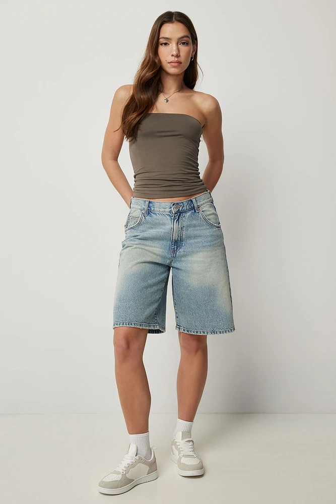 Ardene Low Rise Jorts in Light Blue | Size | 100% Cotton