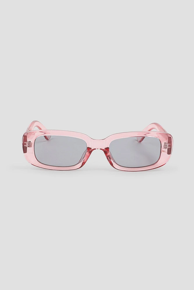 Ardene Slim Rectangular Sunglasses in Light Pink