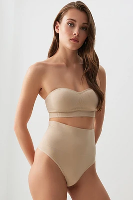 Ardene Seamless High Waisted Thong in Beige | Size | Nylon/Elastane