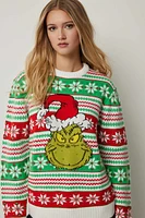 Ardene Oversized The Grinch Ugly Christmas Sweater in Green | Size | 100% Acrylic