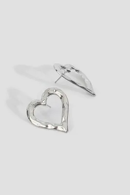 Ardene Heart Earrings in Silver | Stainless Steel
