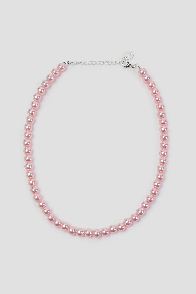 Ardene Pearl Necklace in Light Pink