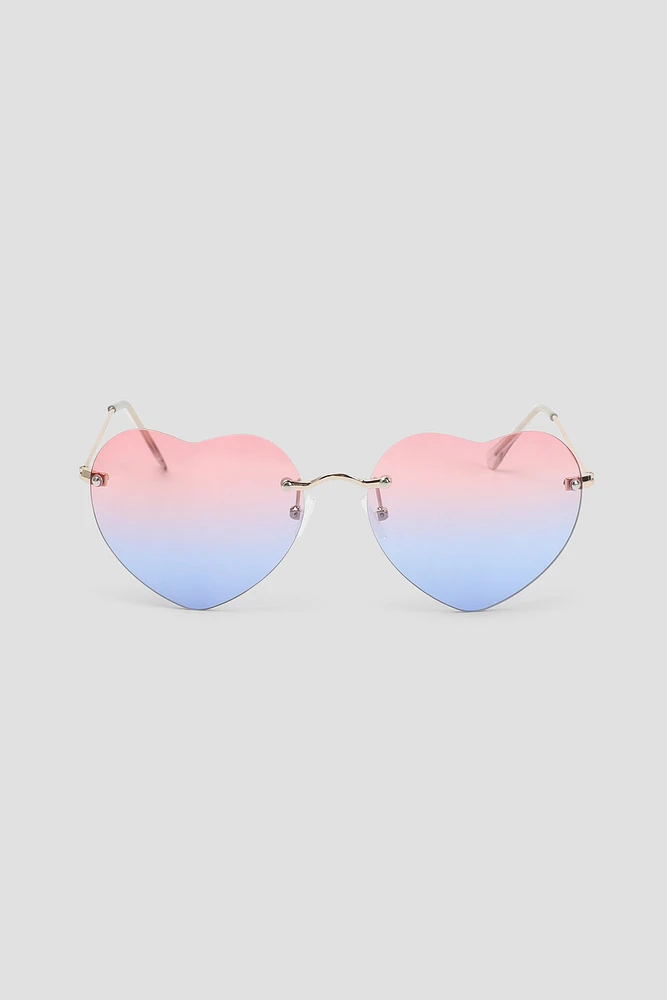 Ardene Heart Shaped Rimless Sunglasses in Light Blue