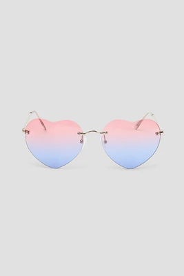 Ardene Heart Shaped Rimless Sunglasses in Light Blue