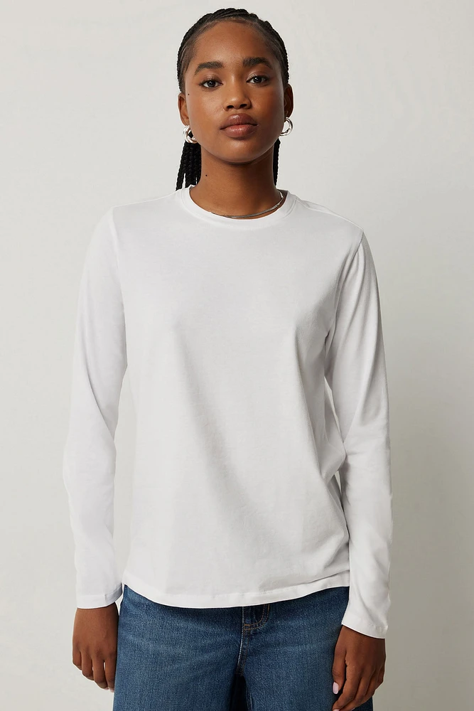 Ardene Basic Long Sleeve T-Shirt in | Size | Cotton/Elastane | Eco-Conscious