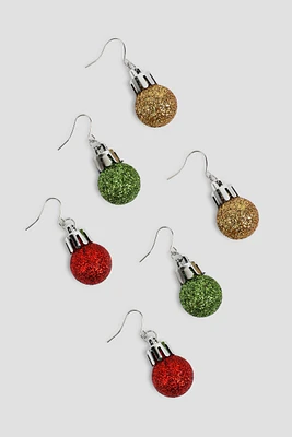 Ardene 3-Pack of Ornament Earrings in Red | Stainless Steel