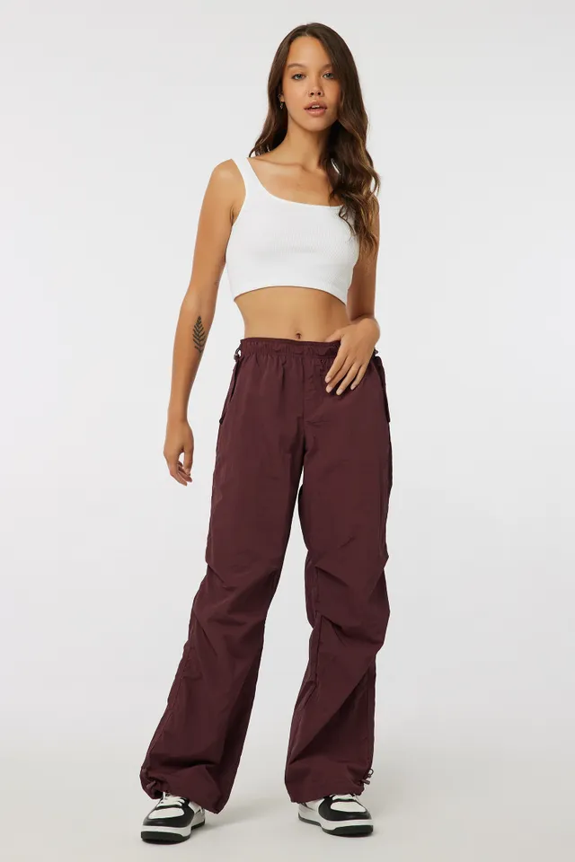 Ardene Regular Rise Parachute Pants in, Size, Polyamide