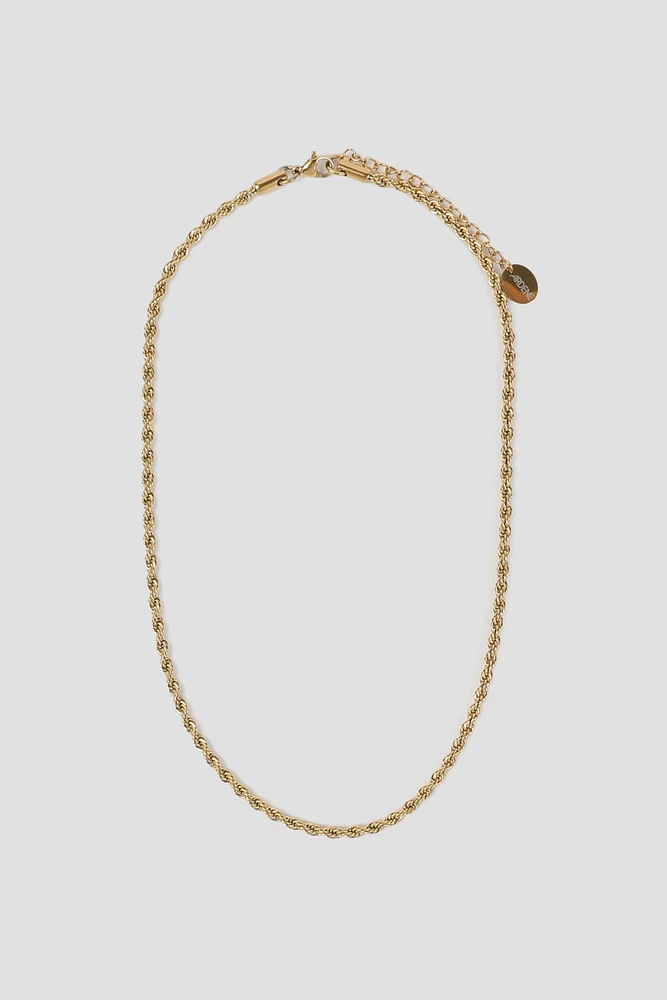 Ardene Stainless Steel Twist Chain Necklace in Gold