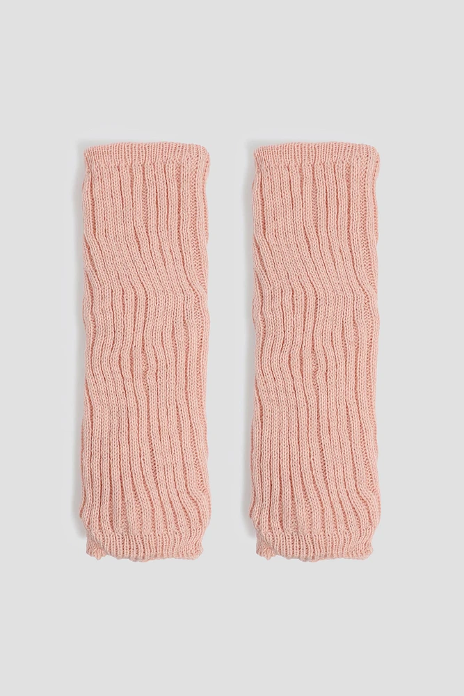 Ardene Ribbed Leg Warmers in Light Pink | 100% Acrylic