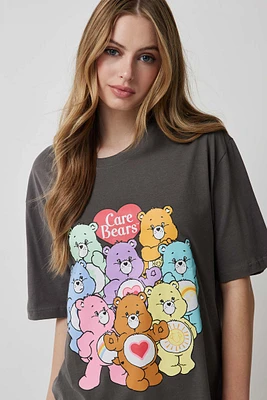 Ardene Oversized Care Bears T-Shirt in Grey | Size