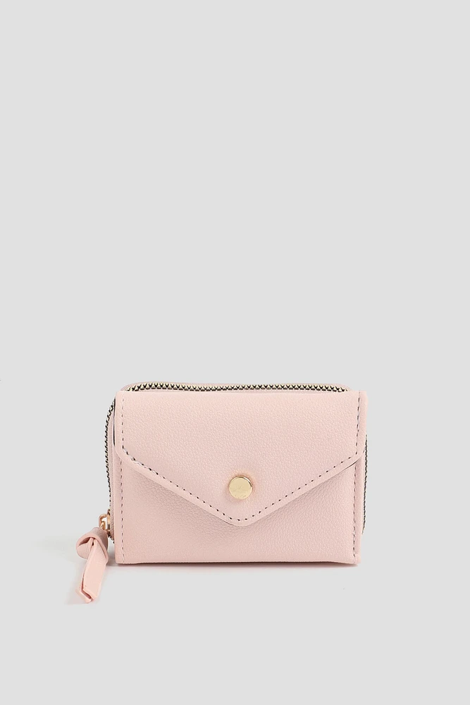 Ardene Small Envelope Wallet in Light Pink | 100% Recycled Polyester/Faux Leather | Eco-Conscious