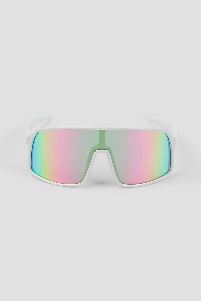 Ardene Sport Shield Sunglasses in White