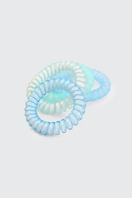 Ardene 4-Pack Coiled Hair Ties in Light Blue