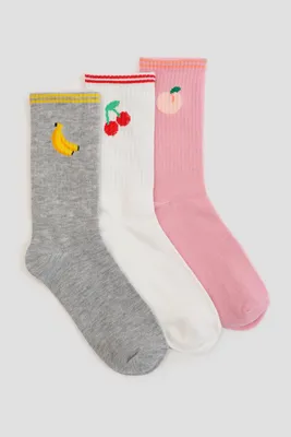 Ardene 3-Pack Fruit Crew Socks | Polyester/Spandex