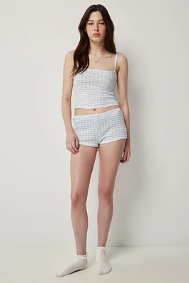 Ardene Tank Top & Short Pointelle PJ Set in Light Blue | Size | 100% Cotton