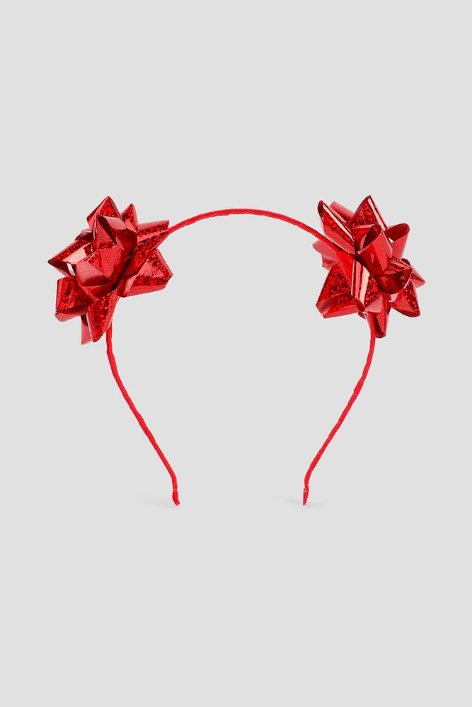 Ardene Gift Bow Headband in Red