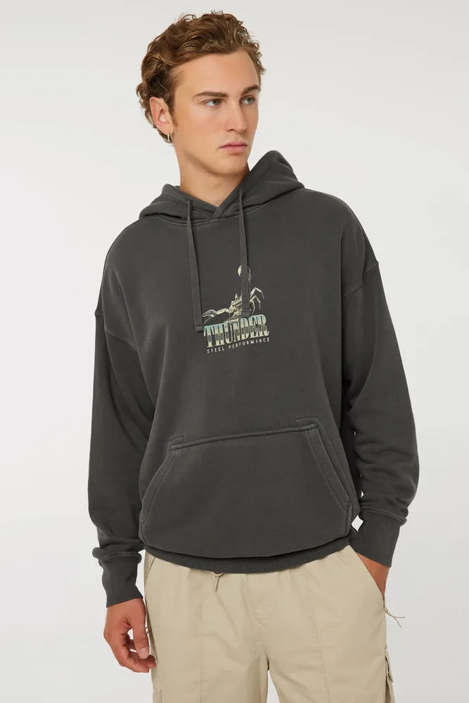 Ardene Graphic Hoodie in Light Grey, Size