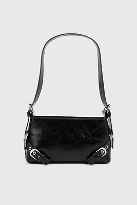 Ardene Baguette Bag with Buckle Details in Black | 100% Recycled Polyester | Eco-Conscious