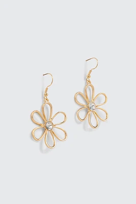Ardene Daisy Drop Earrings in Gold | Stainless Steel