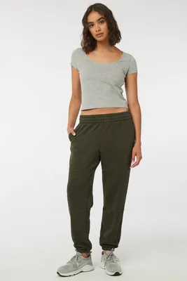 Ardene Washed Oversized Sweatpants in Dark Green | Size | Polyester/Cotton